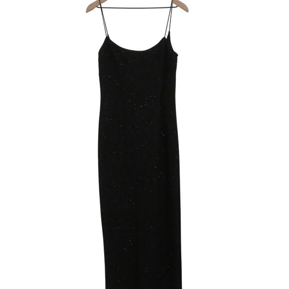 Vintage City Triangles Womens Sz L Black Glitter Strappy Long Maxi Dress Y2K - Picture 1 of 8